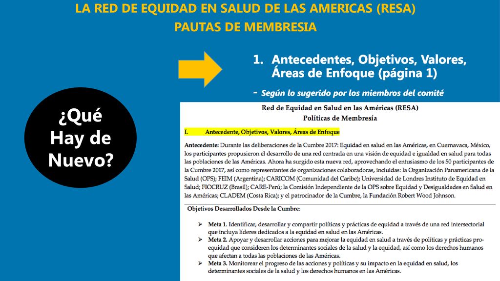 LA RED DE EQUIDAD EN SALUD DE LAS AMERICAS (RESA)