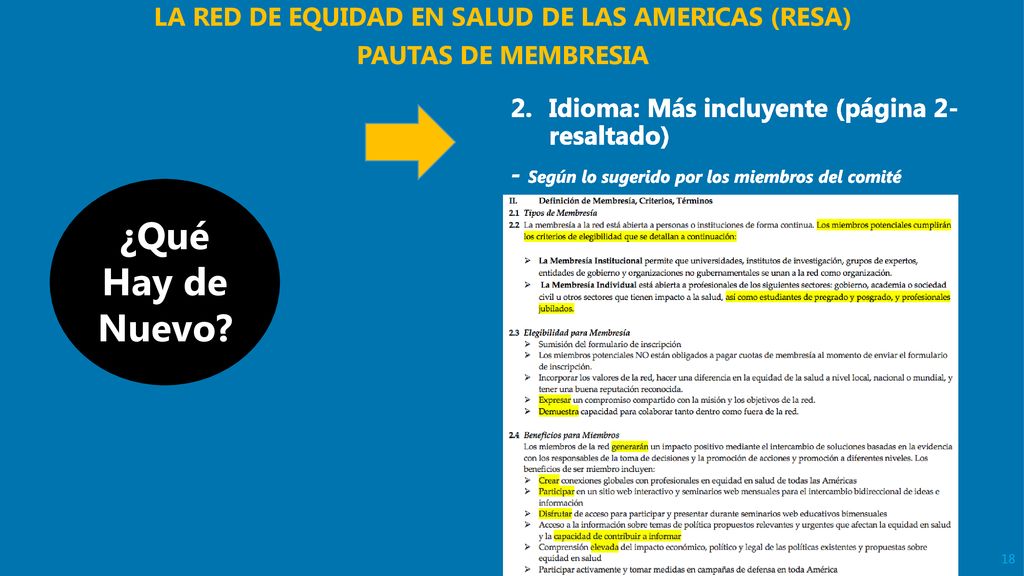 LA RED DE EQUIDAD EN SALUD DE LAS AMERICAS (RESA)