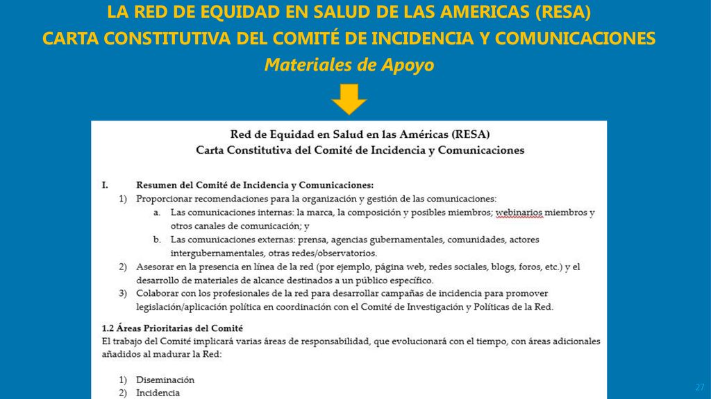 LA RED DE EQUIDAD EN SALUD DE LAS AMERICAS (RESA)