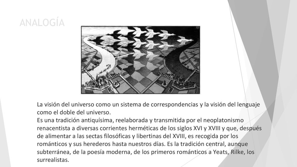 ANALOGÍA La visión del universo como un sistema de correspondencias y la visión del lenguaje como el doble del universo.