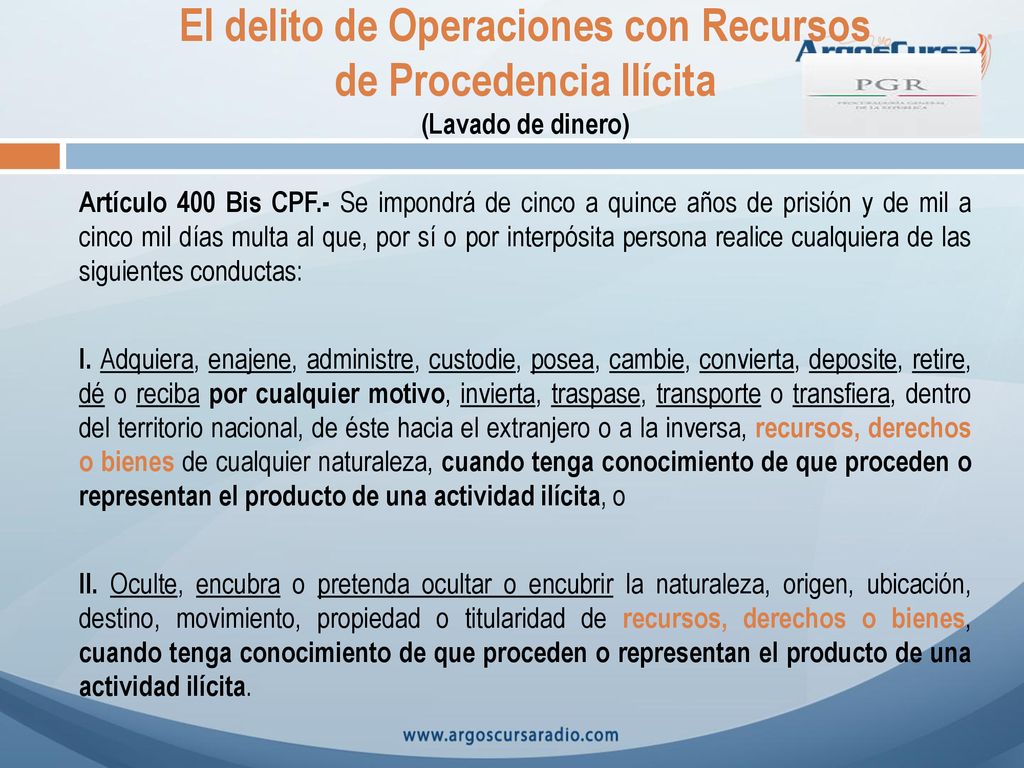 El delito de Operaciones con Recursos de Procedencia Ilícita (Lavado de dinero)