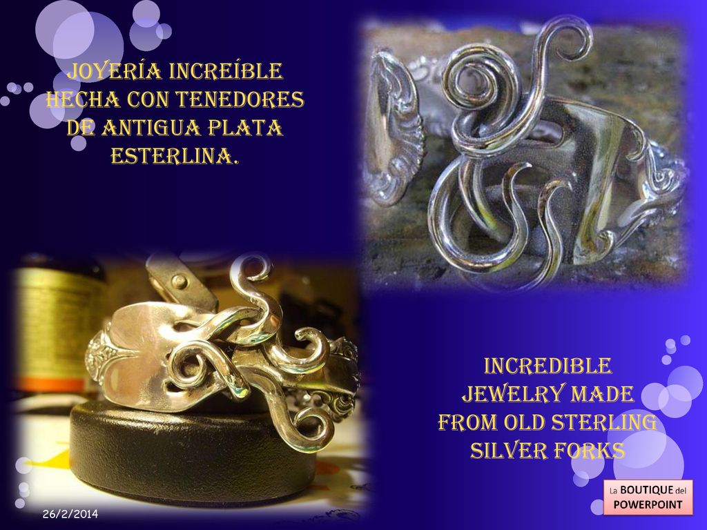 Joyería Increíble hecha con tenedores de Antigua plata esterlina.