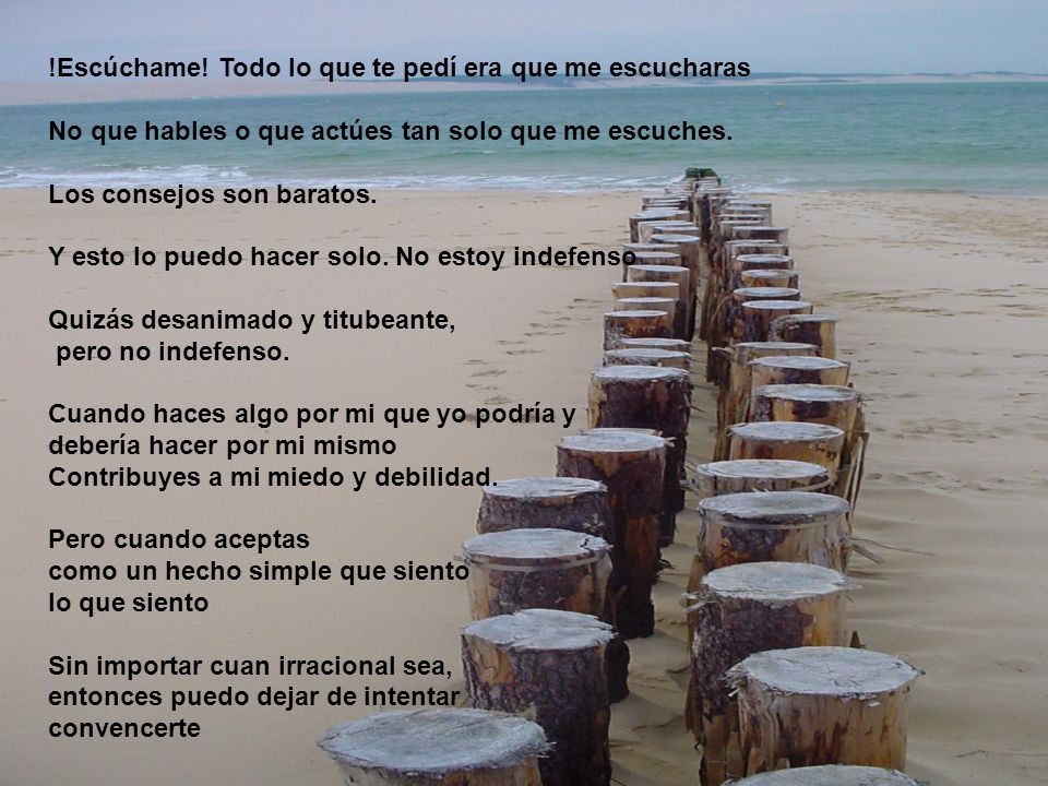 !Escúchame! Todo lo que te pedí era que me escucharas