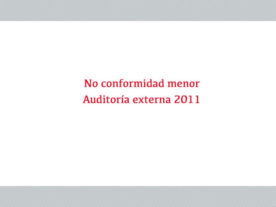 Fecha de auditoría externa: 11 al 13 de abril de 2011.