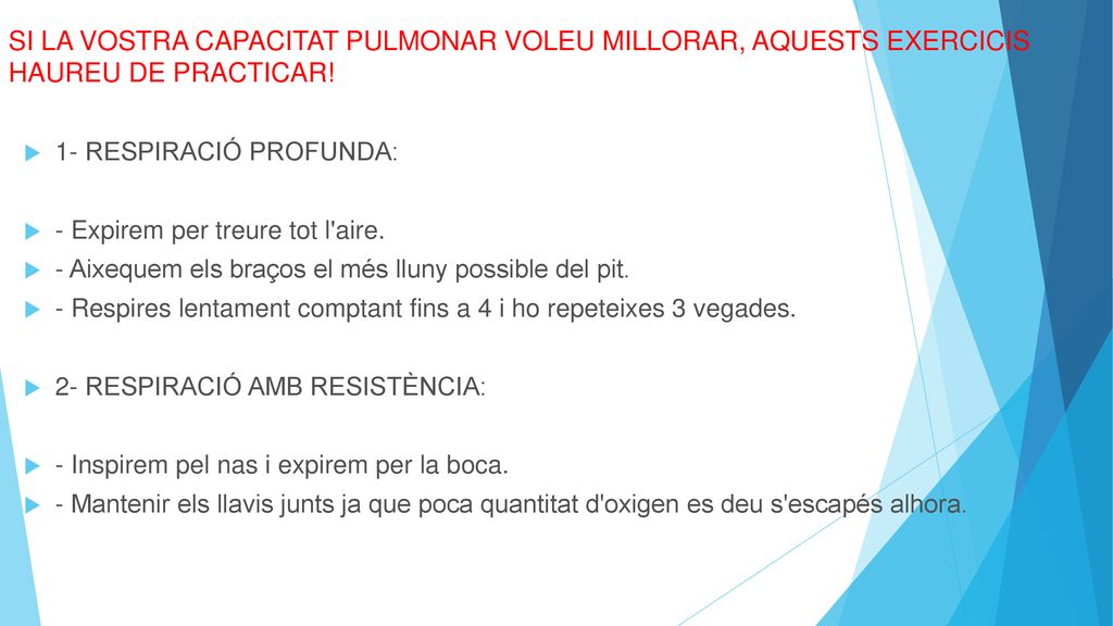 SI LA VOSTRA CAPACITAT PULMONAR VOLEU MILLORAR, AQUESTS EXERCICIS HAUREU DE PRACTICAR!