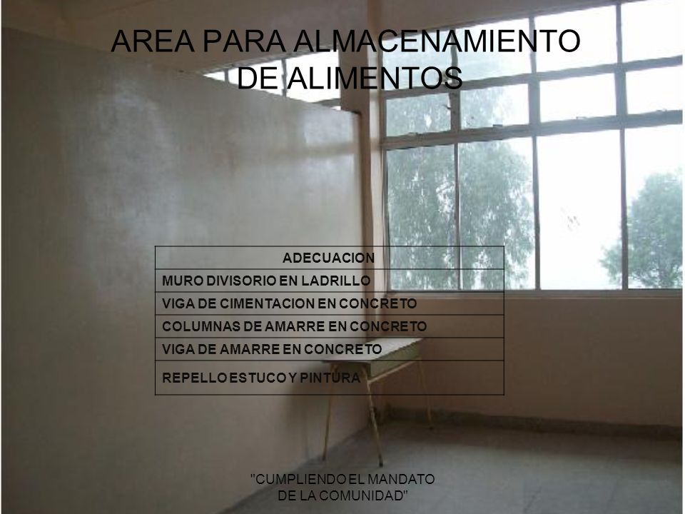 AREA PARA ALMACENAMIENTO DE ALIMENTOS