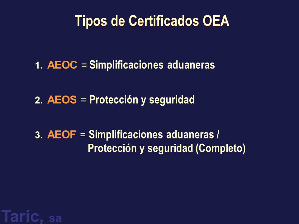 Tipos de Certificados OEA