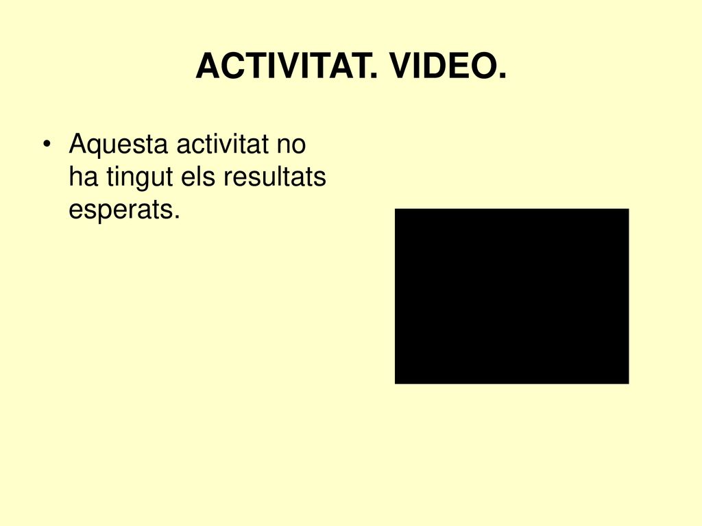 ACTIVITAT. VIDEO. Aquesta activitat no ha tingut els resultats esperats.
