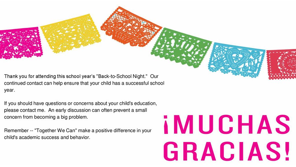 Thank you for attending this school year’s Back-to-School Night
