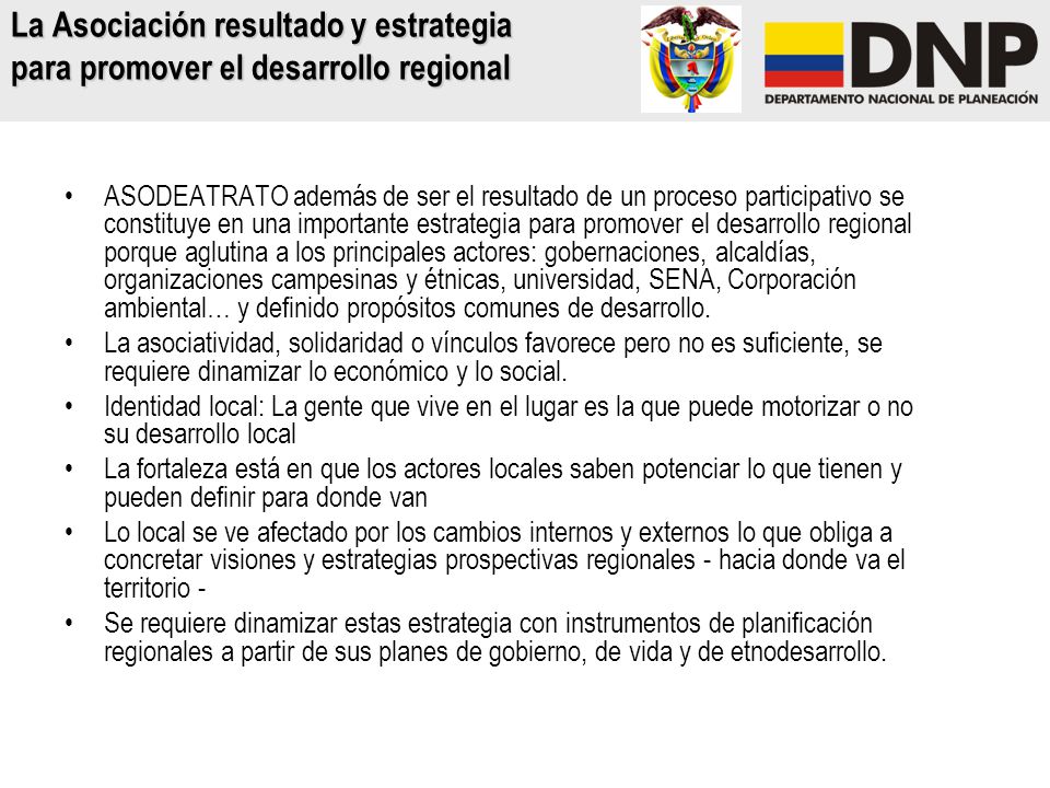 La Asociación resultado y estrategia para promover el desarrollo regional