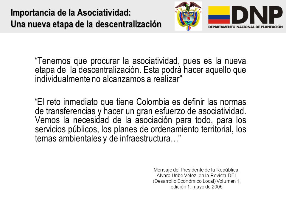 Importancia de la Asociatividad: Una nueva etapa de la descentralización