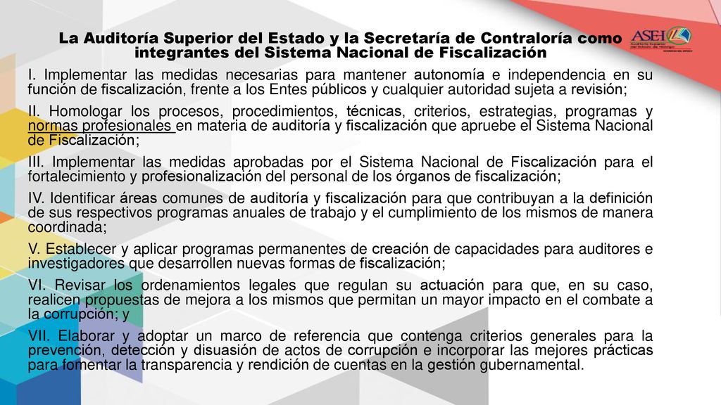 La Auditoría Superior del Estado y la Secretaría de Contraloría como integrantes del Sistema Nacional de Fiscalización