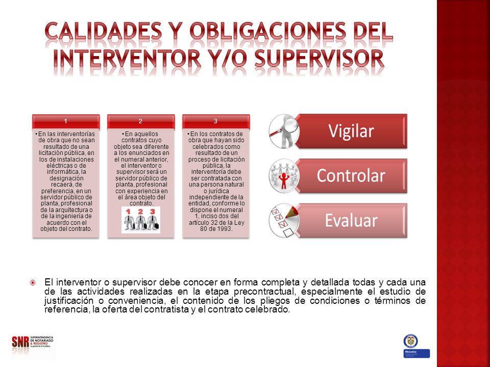 CALIDADES Y OBLIGACIONES DEL INTERVENTOR Y/O SUPERVISOR