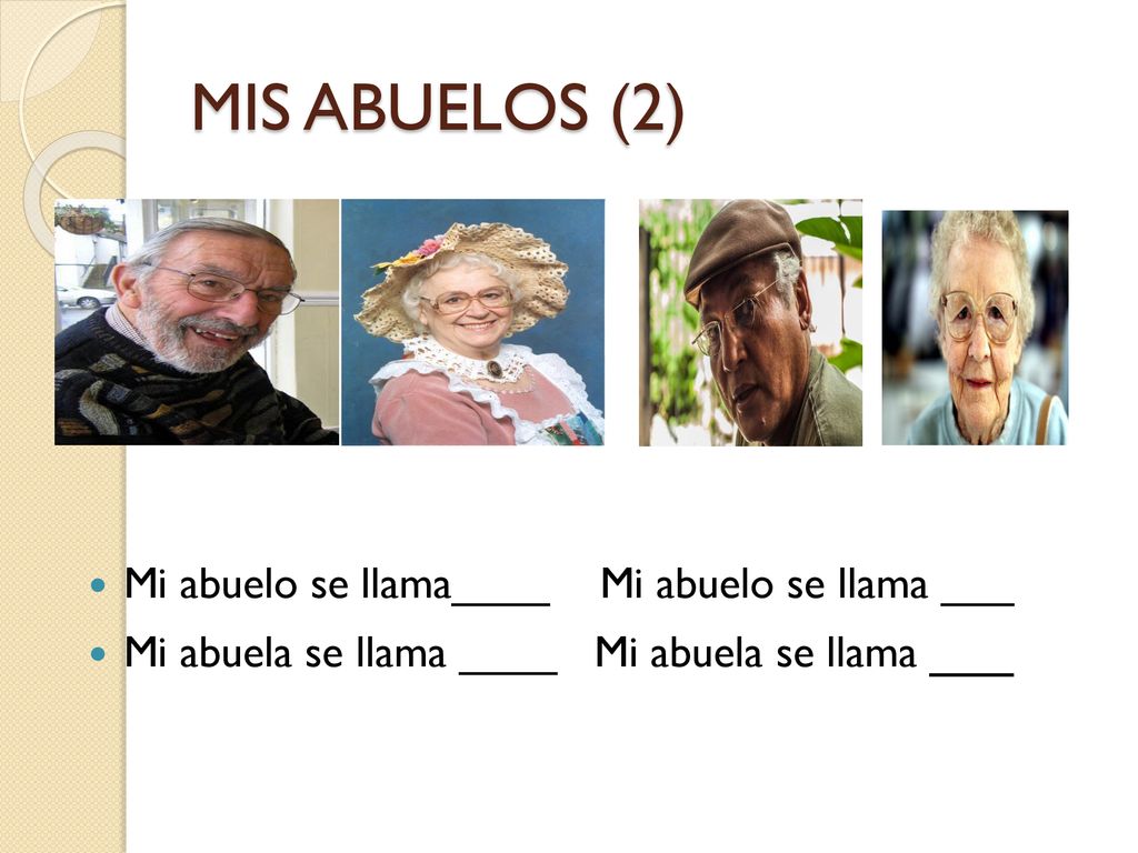 MIS ABUELOS (2) M Mi abuelo se llama____ Mi abuelo se llama ___