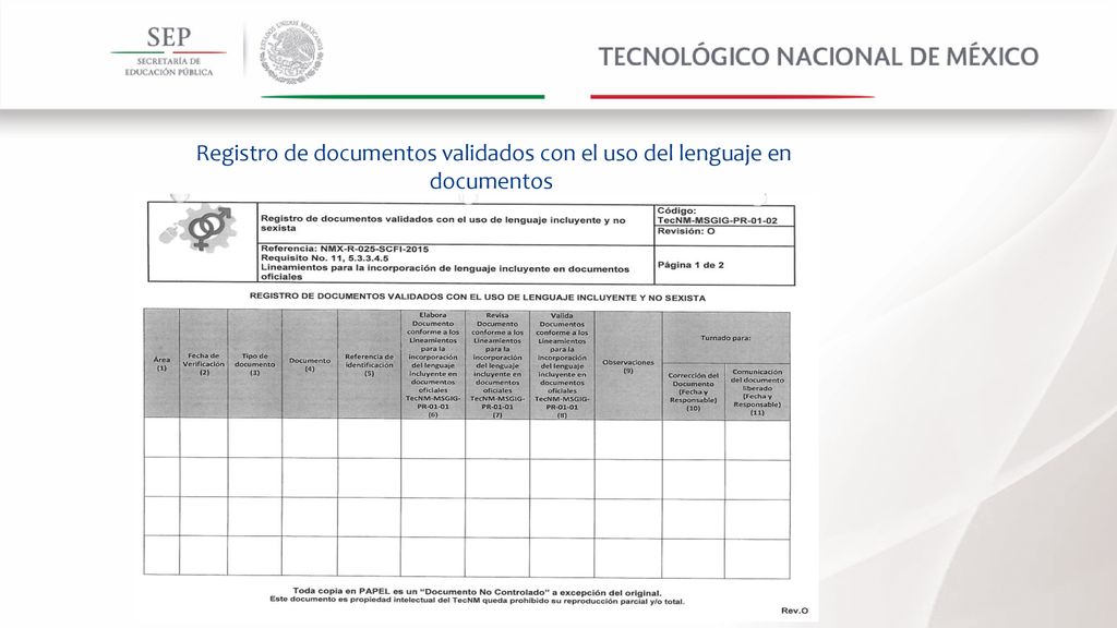 Registro de documentos validados con el uso del lenguaje en documentos