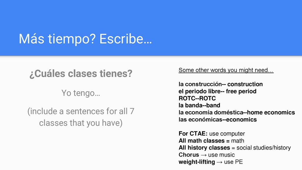 (include a sentences for all 7 classes that you have)