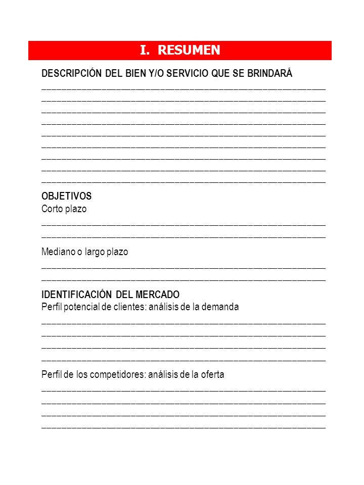 I. RESUMEN DESCRIPCIÓN DEL BIEN Y/O SERVICIO QUE SE BRINDARÁ