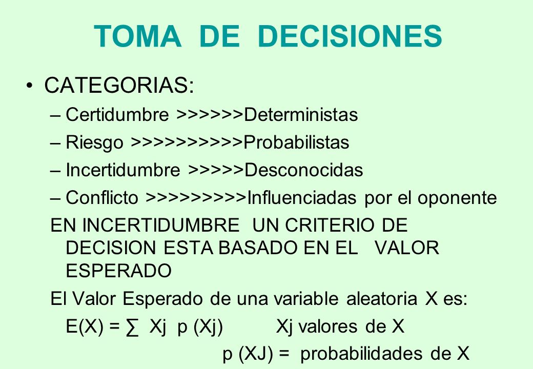 CAP. 6 ANALISIS DE DECISIONES MATRIZ DE PAGOS - ppt descargar