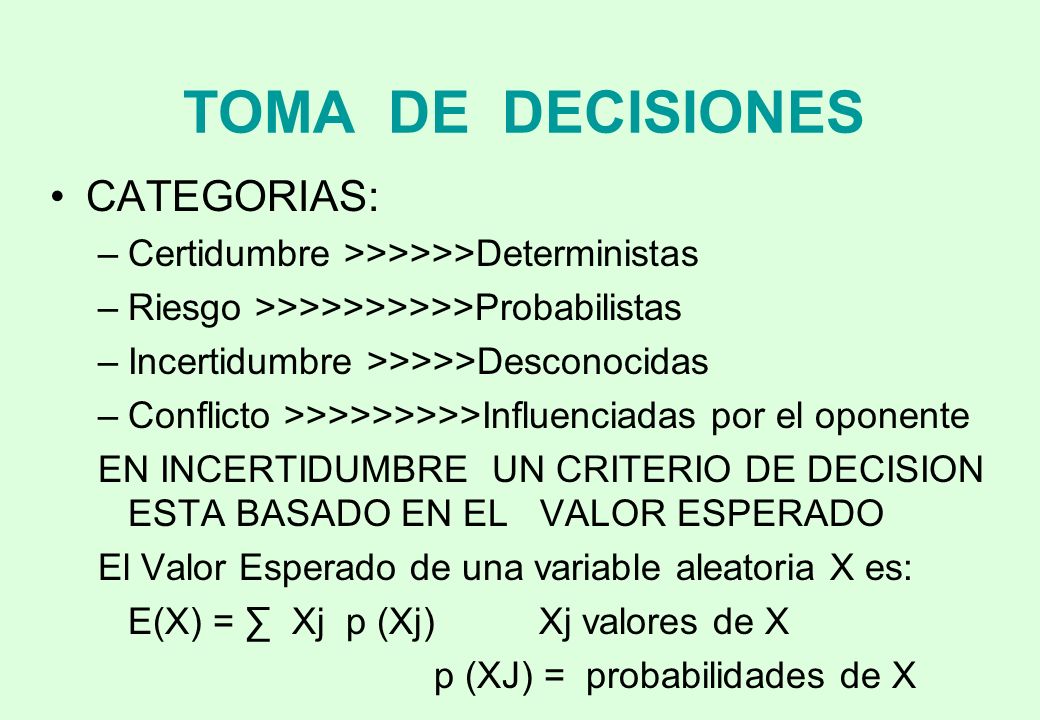 TOMA DE DECISIONES CATEGORIAS: