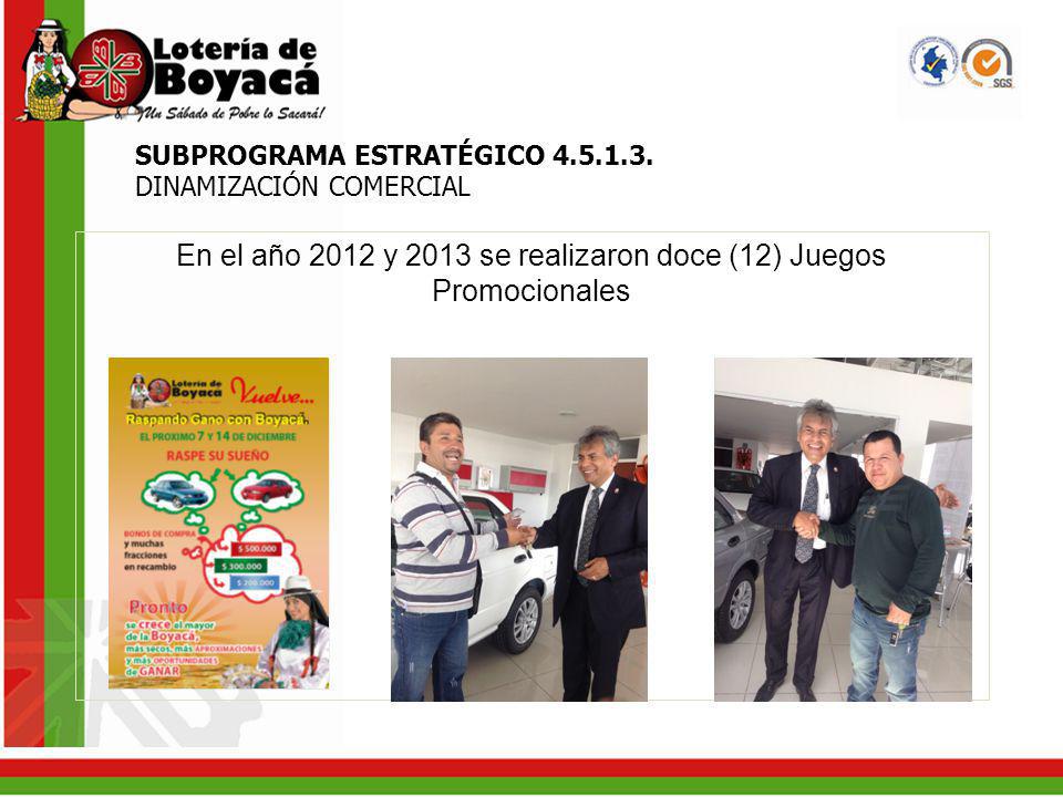 En el año 2012 y 2013 se realizaron doce (12) Juegos Promocionales