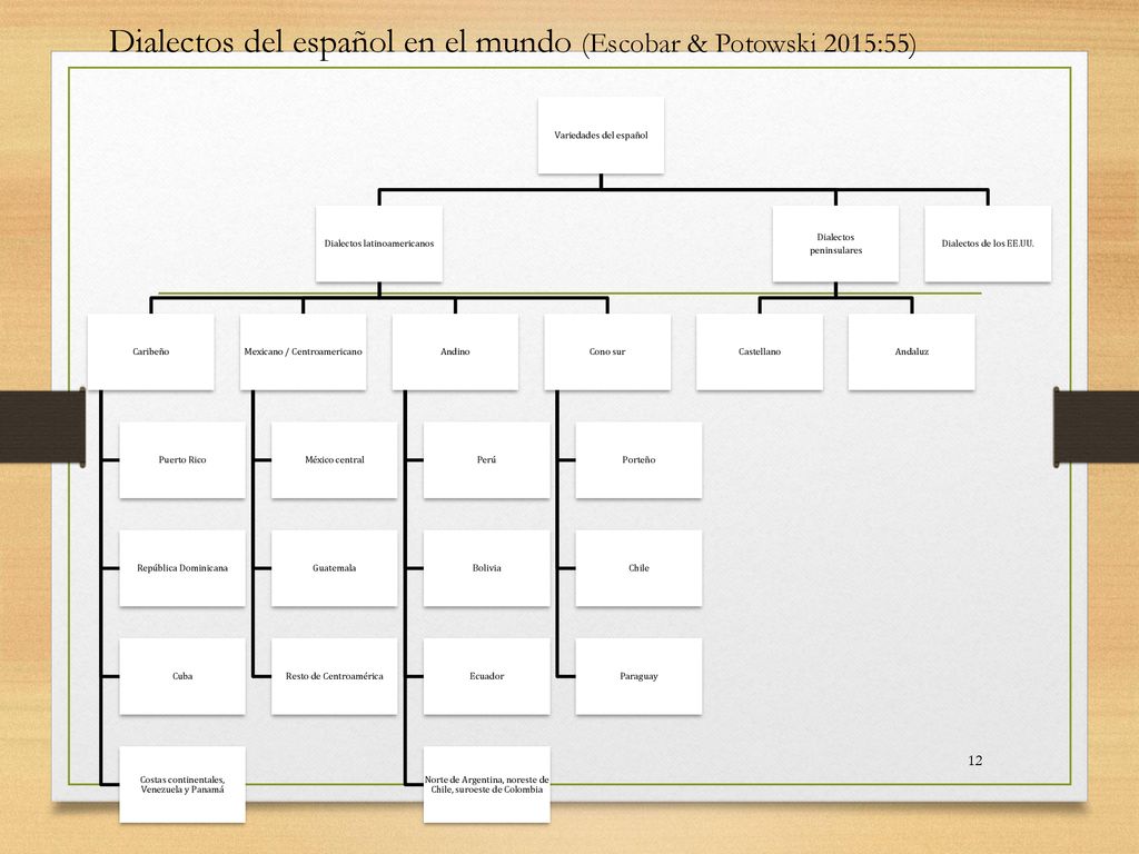 Dialectos del español en el mundo (Escobar & Potowski 2015:55)