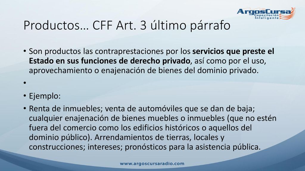 Productos… CFF Art. 3 último párrafo