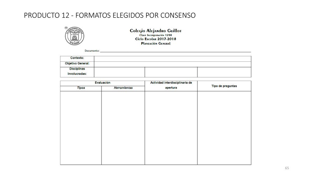 PRODUCTO 12 - FORMATOS ELEGIDOS POR CONSENSO