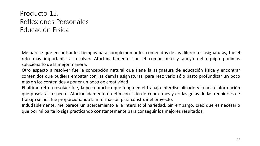 Producto 15. Reflexiones Personales Educación Física