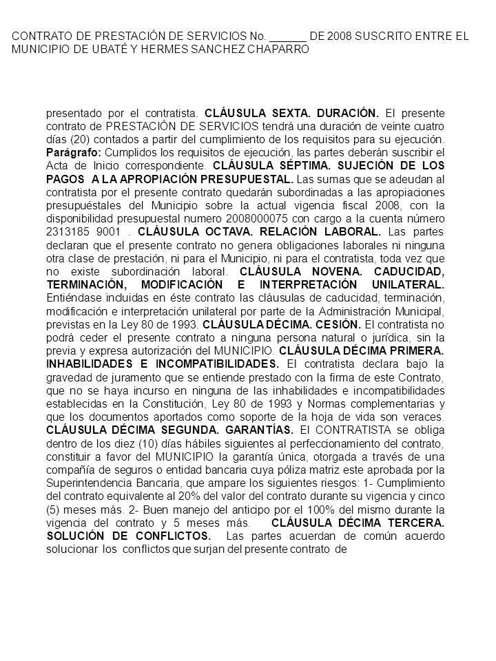CONTRATO DE PRESTACIÓN DE SERVICIOS No