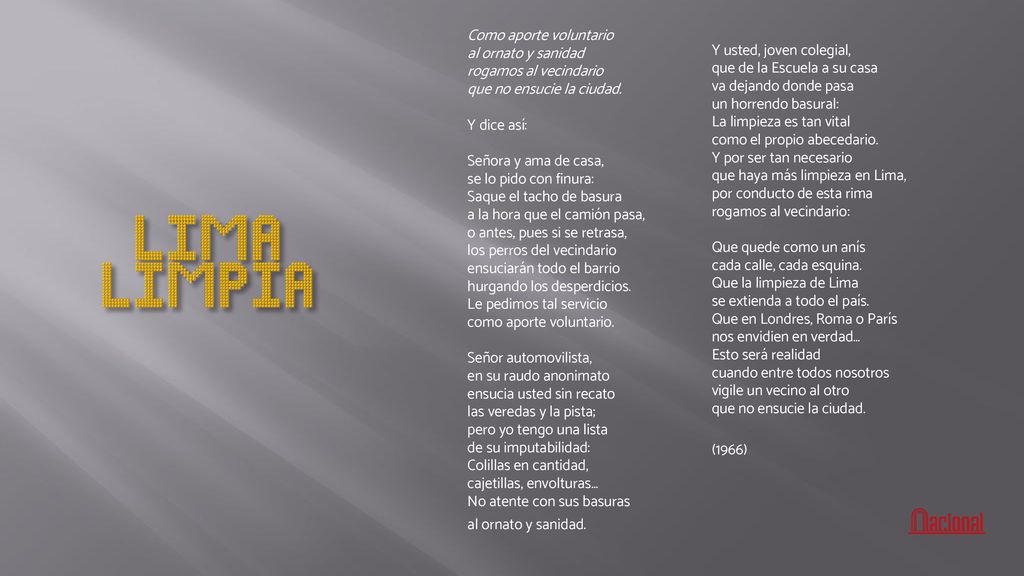 LIMA LIMPIA Como aporte voluntario al ornato y sanidad