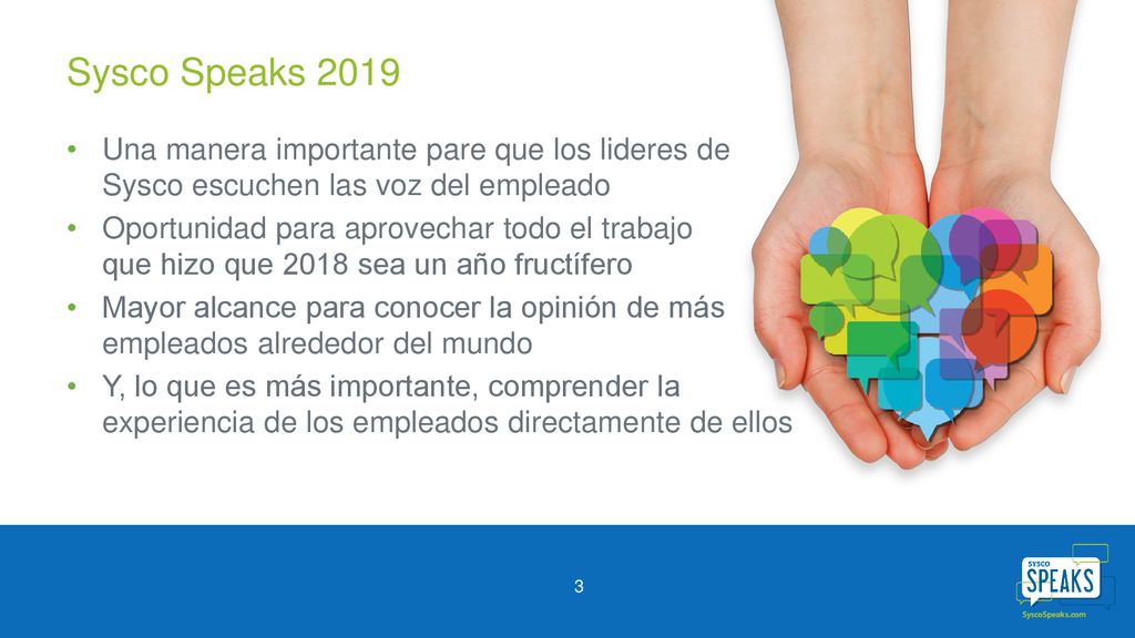 Sysco Speaks 2019 Una manera importante pare que los lideres de Sysco escuchen las voz del empleado.