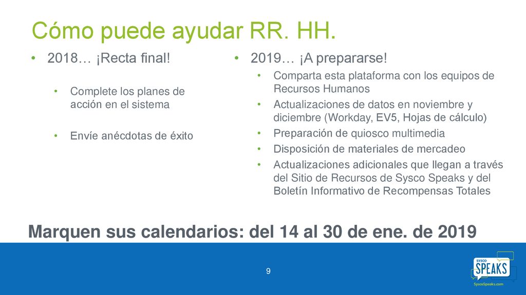 Marquen sus calendarios: del 14 al 30 de ene. de 2019