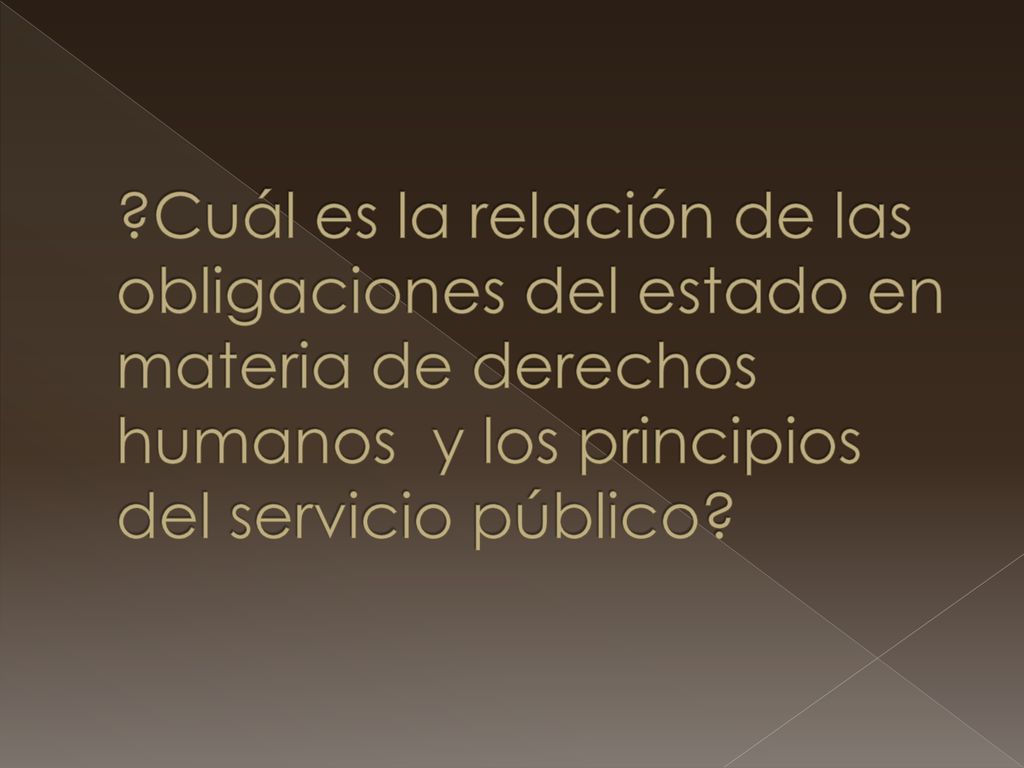Cuál es la relación de las obligaciones del estado en materia de derechos humanos y los principios del servicio público