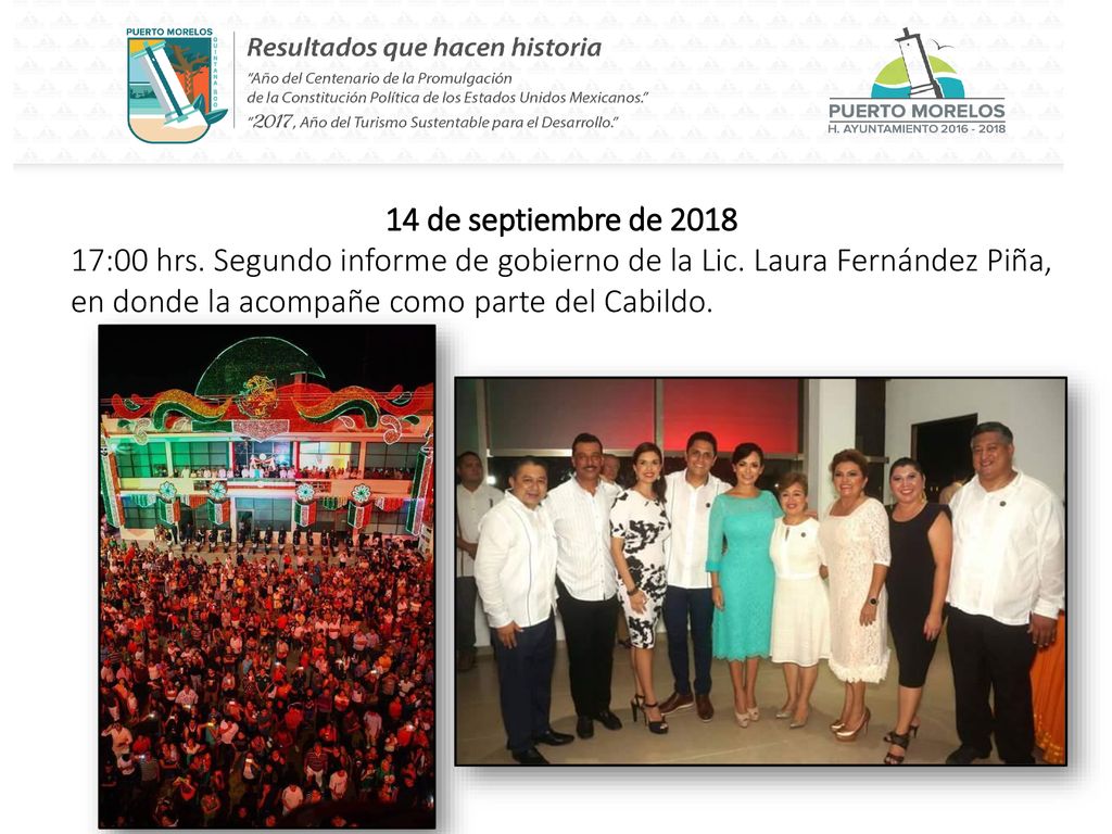 14 de septiembre de :00 hrs. Segundo informe de gobierno de la Lic.