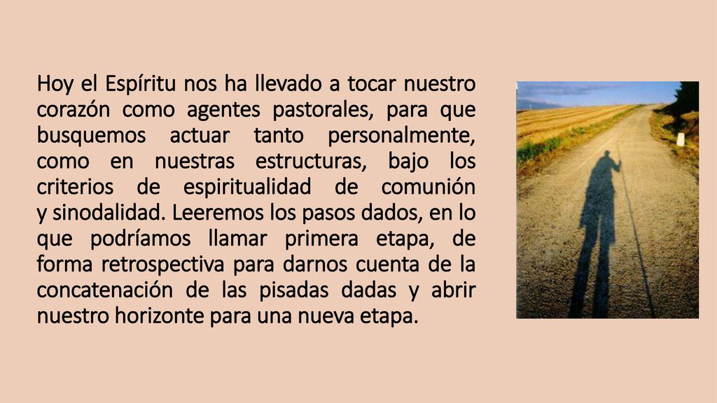 Hoy el Espíritu nos ha llevado a tocar nuestro corazón como agentes pastorales, para que busquemos actuar tanto personalmente, como en nuestras estructuras, bajo los criterios de espiritualidad de comunión y sinodalidad.