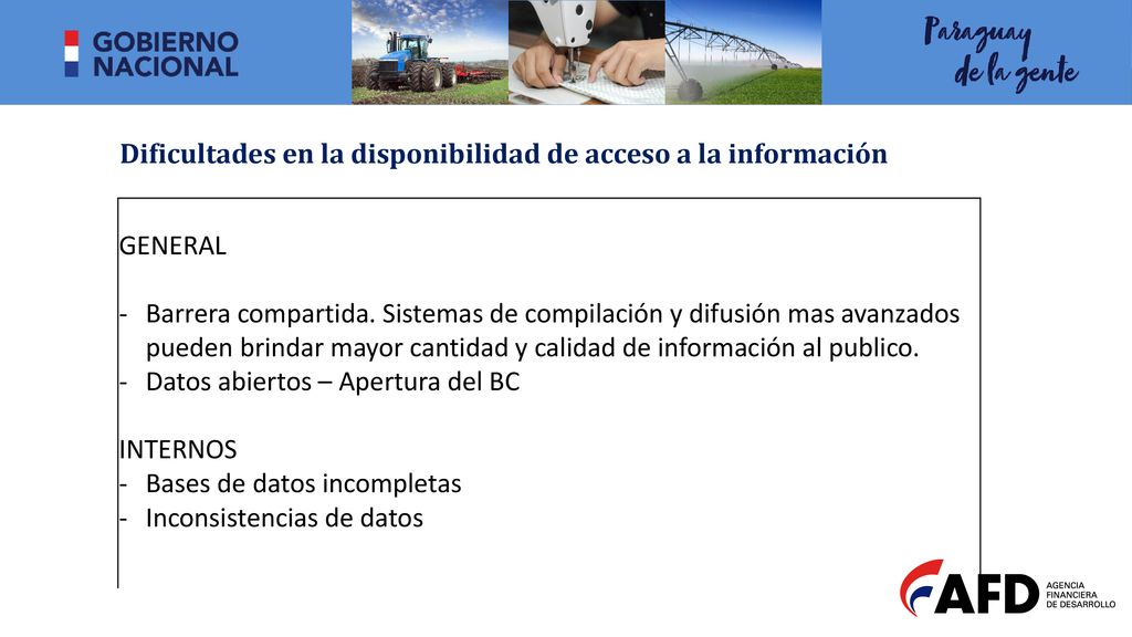 Dificultades en la disponibilidad de acceso a la información