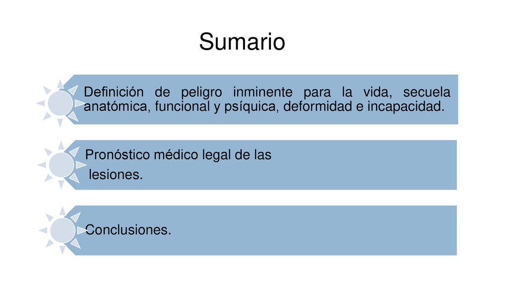 Sumario Definición de peligro inminente para la vida, secuela anatómica, funcional y psíquica, deformidad e incapacidad.