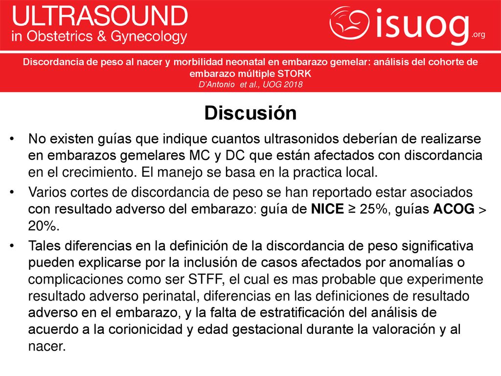 Discordancia de peso al nacer y morbilidad neonatal en embarazo gemelar: análisis del cohorte de embarazo múltiple STORK