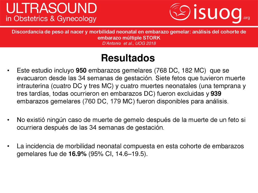 Discordancia de peso al nacer y morbilidad neonatal en embarazo gemelar: análisis del cohorte de embarazo múltiple STORK