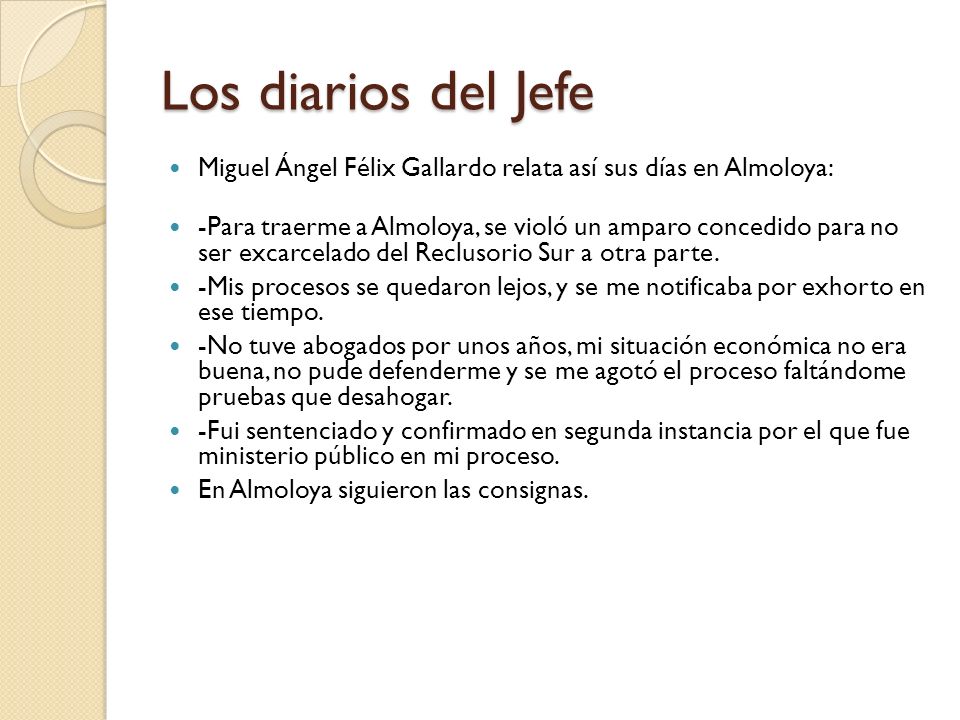 Los diarios del Jefe Miguel Ángel Félix Gallardo relata así sus días en Almoloya: