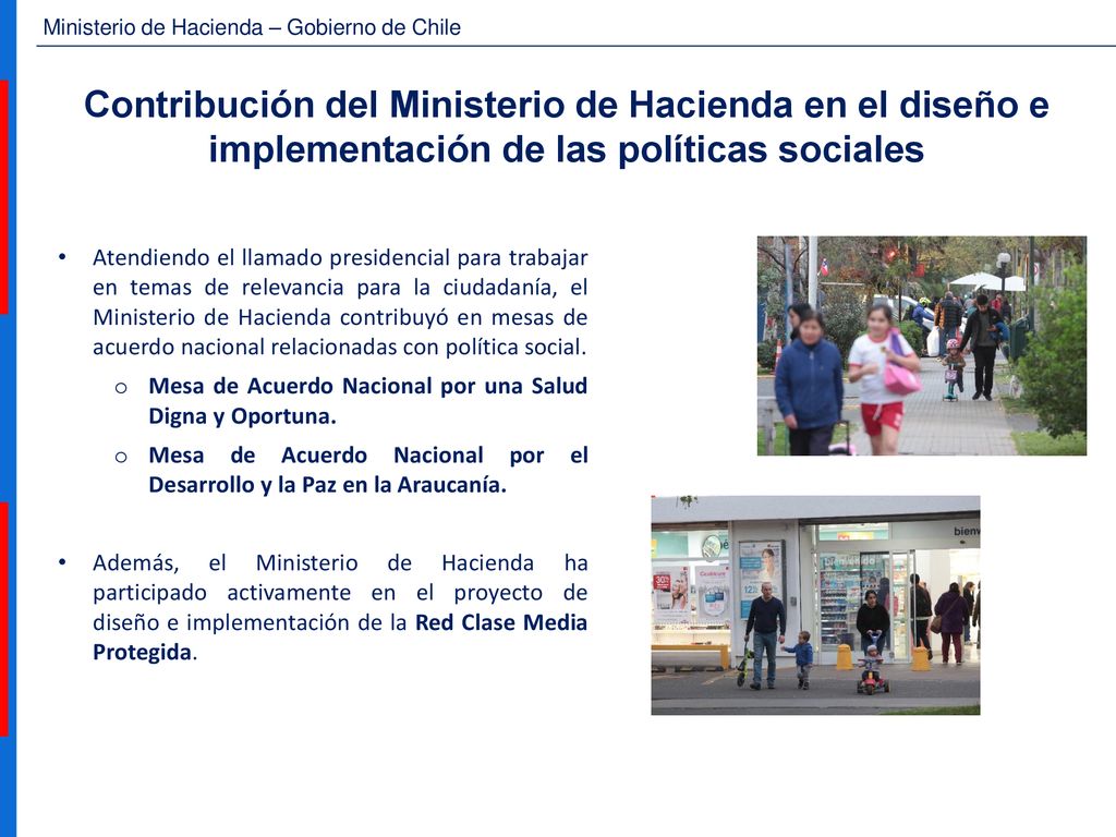 Contribución del Ministerio de Hacienda en el diseño e implementación de las políticas sociales