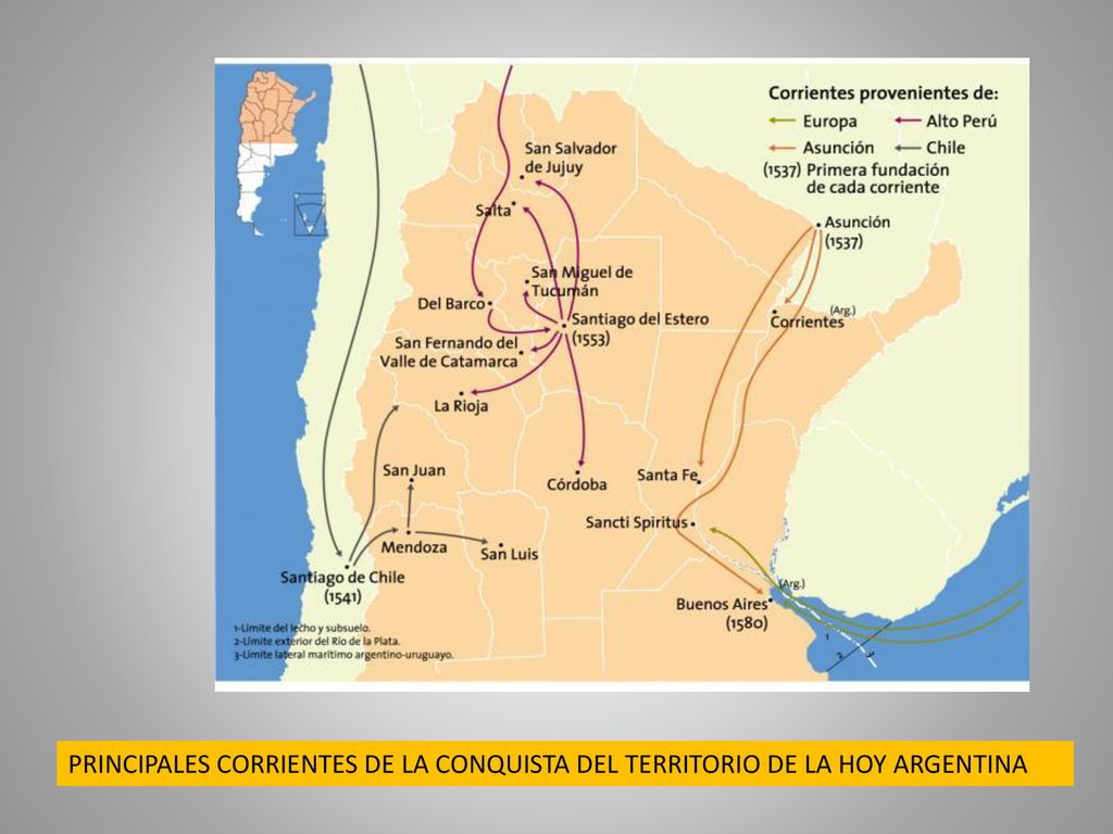 PRINCIPALES CORRIENTES DE LA CONQUISTA DEL TERRITORIO DE LA HOY ARGENTINA