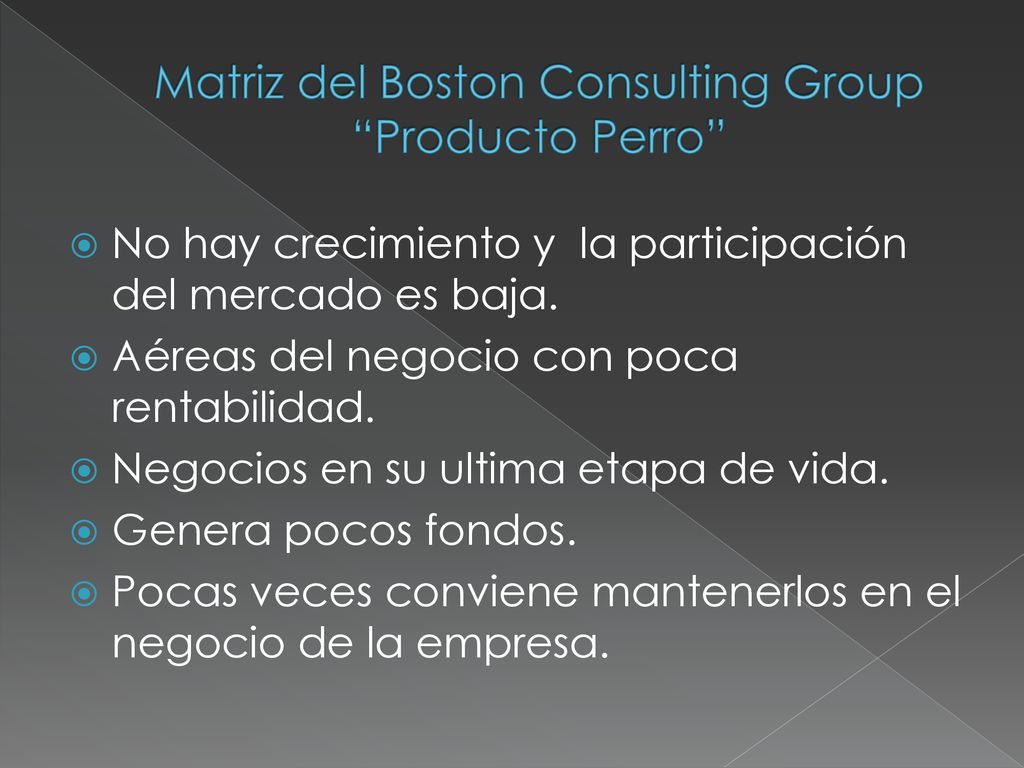 Matriz del Boston Consulting Group Producto Perro