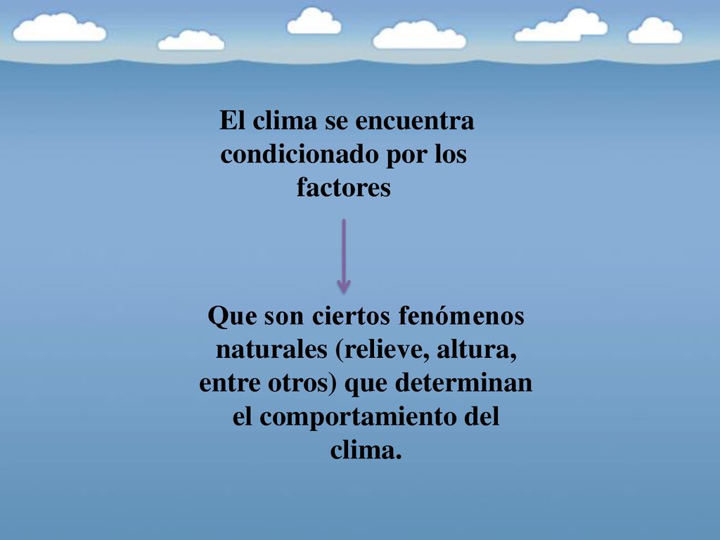 El clima se encuentra condicionado por los factores