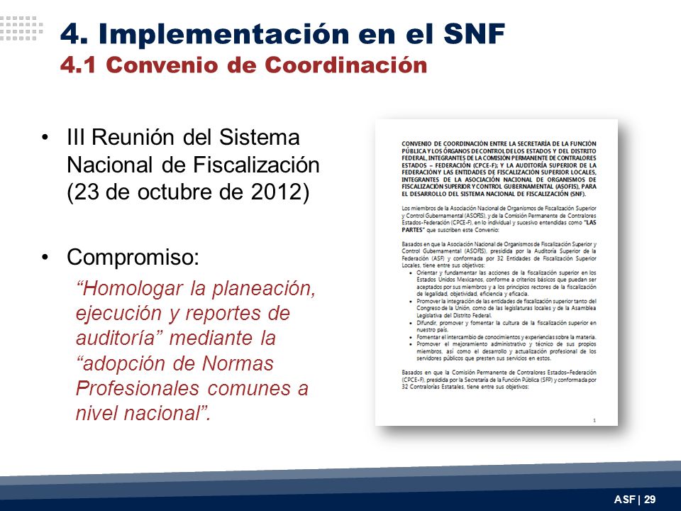 4. Implementación en el SNF 4.1 Convenio de Coordinación
