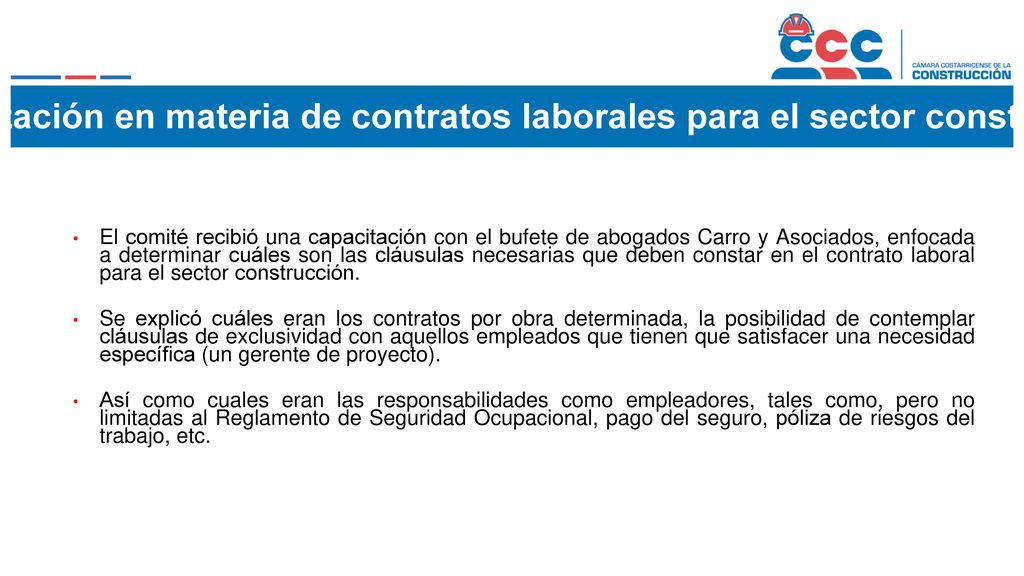 Actualización en materia de contratos laborales para el sector construcción