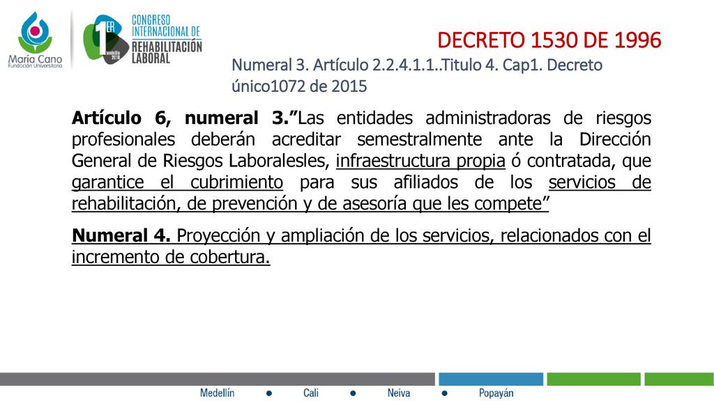 DECRETO 1530 DE 1996 Numeral 3. Artículo Titulo 4. Cap1. Decreto único1072 de