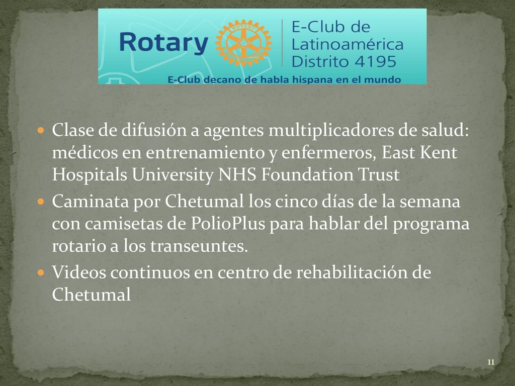 Clase de difusión a agentes multiplicadores de salud: médicos en entrenamiento y enfermeros, East Kent Hospitals University NHS Foundation Trust