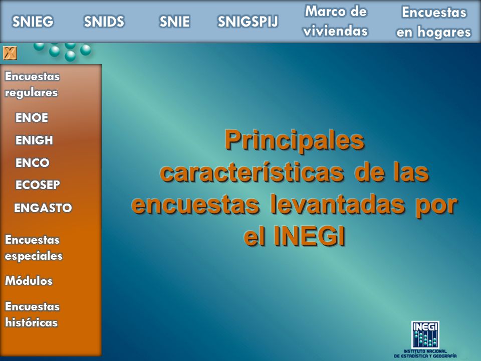 Principales características de las encuestas levantadas por el INEGI