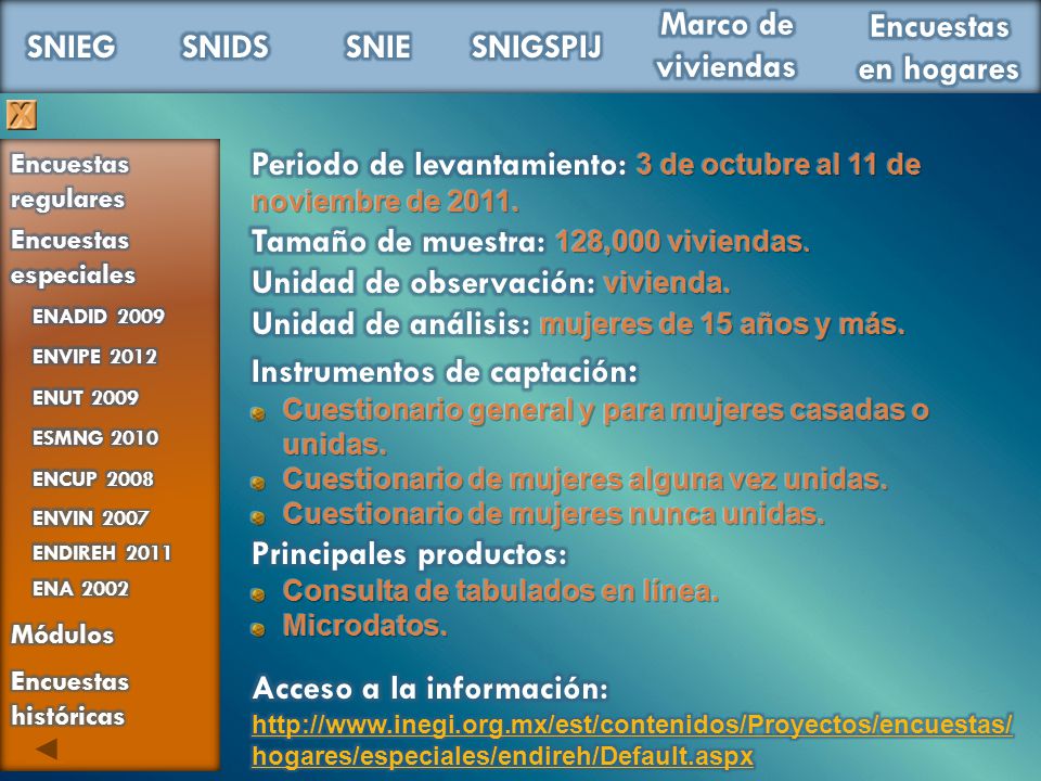 Periodo de levantamiento: 3 de octubre al 11 de noviembre de